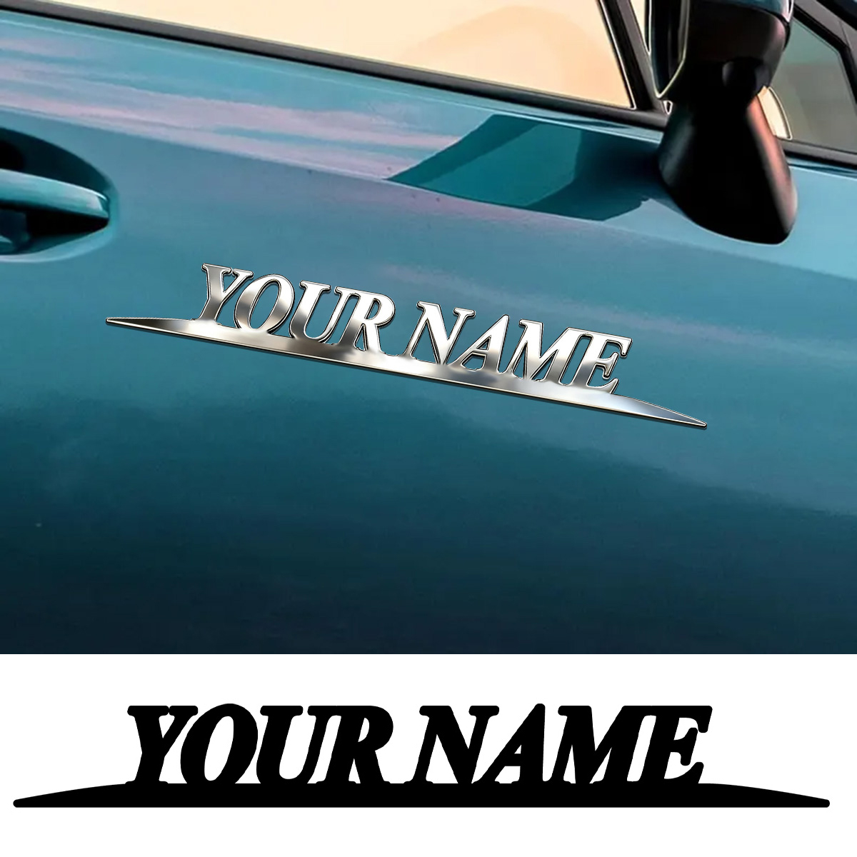 Car Accessories Gifts - Metalowe, modne naklejki z Twoim imieniem,
