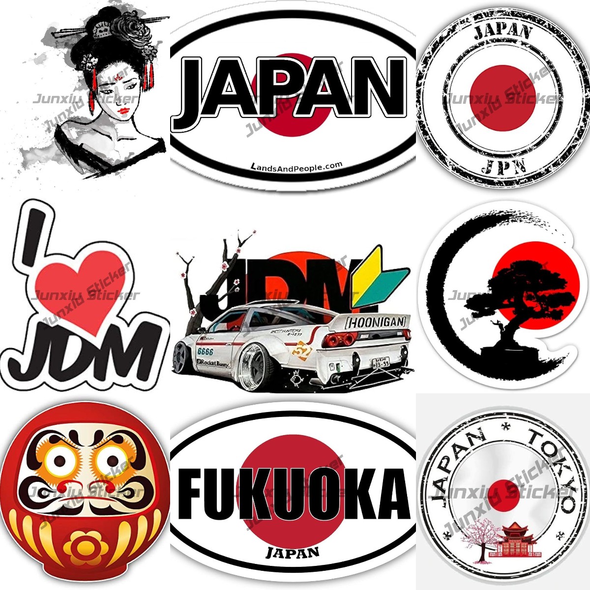 Car Accessories In Tokyo - Japan Culture Stamp Round Sticker Japanese